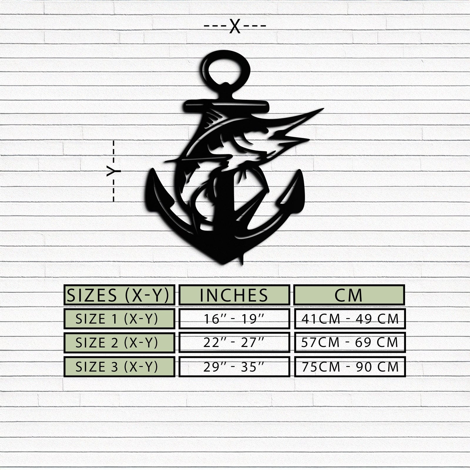 Anchor and Fish Metal Wall Art – Nautical-Inspired Design for Sea Lovers- KAF668