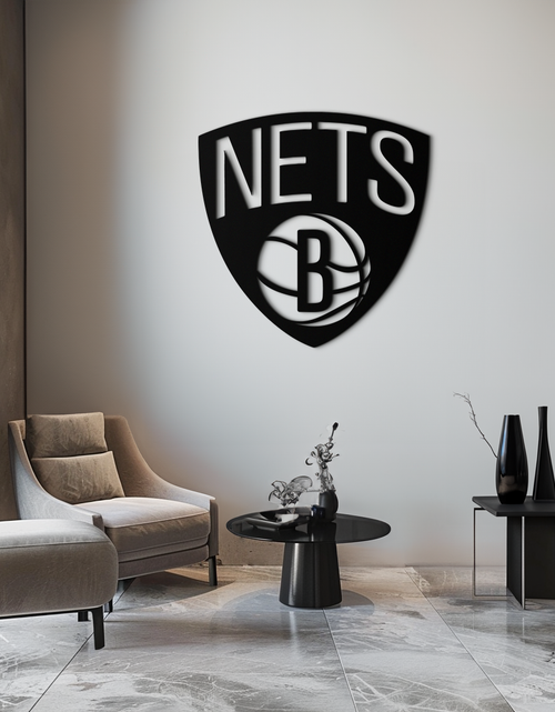 Load image into Gallery viewer, Brooklyn Nets Logo Silhouette Metal Wall Art – Modern Sports-Inspired Decor - KAF669
