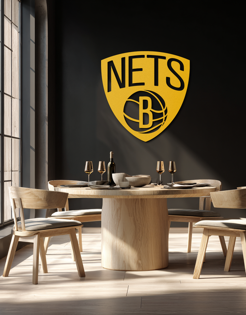 Load image into Gallery viewer, Brooklyn Nets Logo Silhouette Metal Wall Art – Modern Sports-Inspired Decor - KAF669
