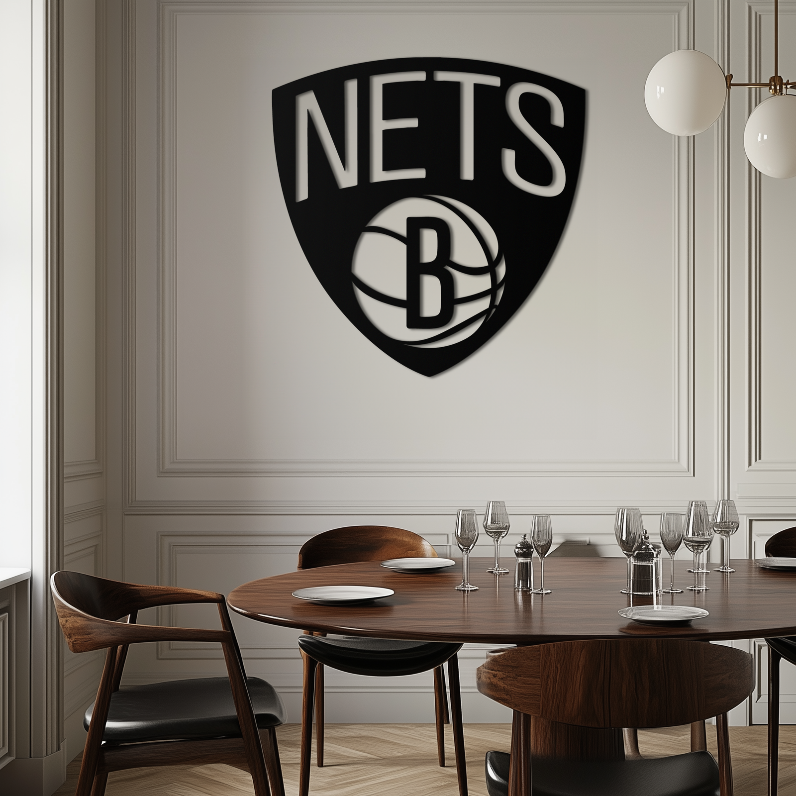 Brooklyn Nets Logo Silhouette Metal Wall Art – Modern Sports-Inspired Decor - KAF669