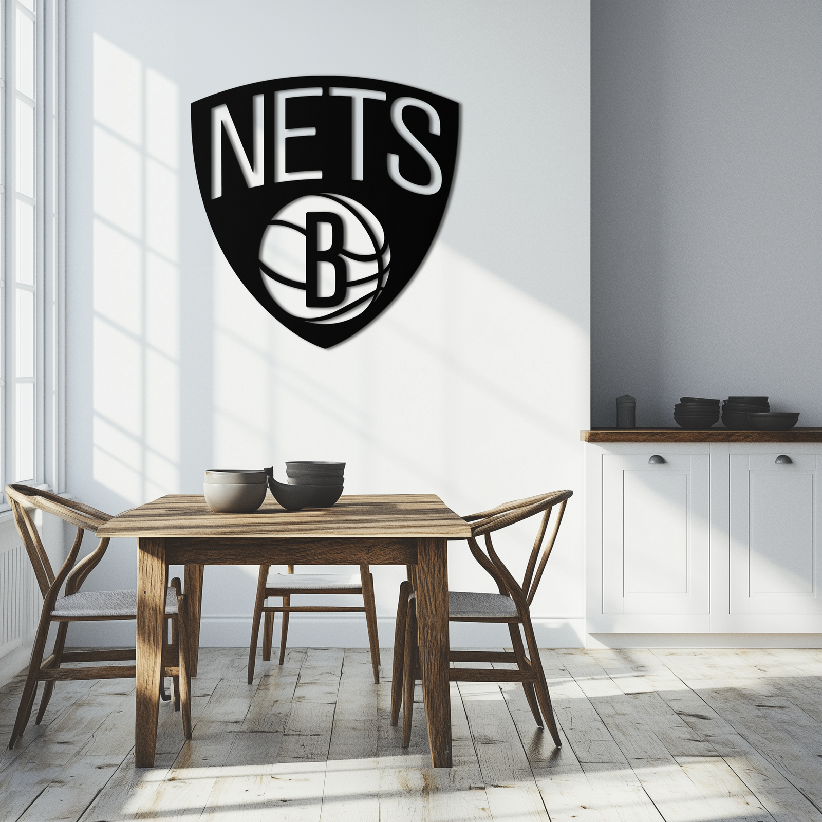 Brooklyn Nets Logo Silhouette Metal Wall Art – Modern Sports-Inspired Decor - KAF669