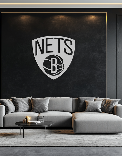 Load image into Gallery viewer, Brooklyn Nets Logo Silhouette Metal Wall Art – Modern Sports-Inspired Decor - KAF669
