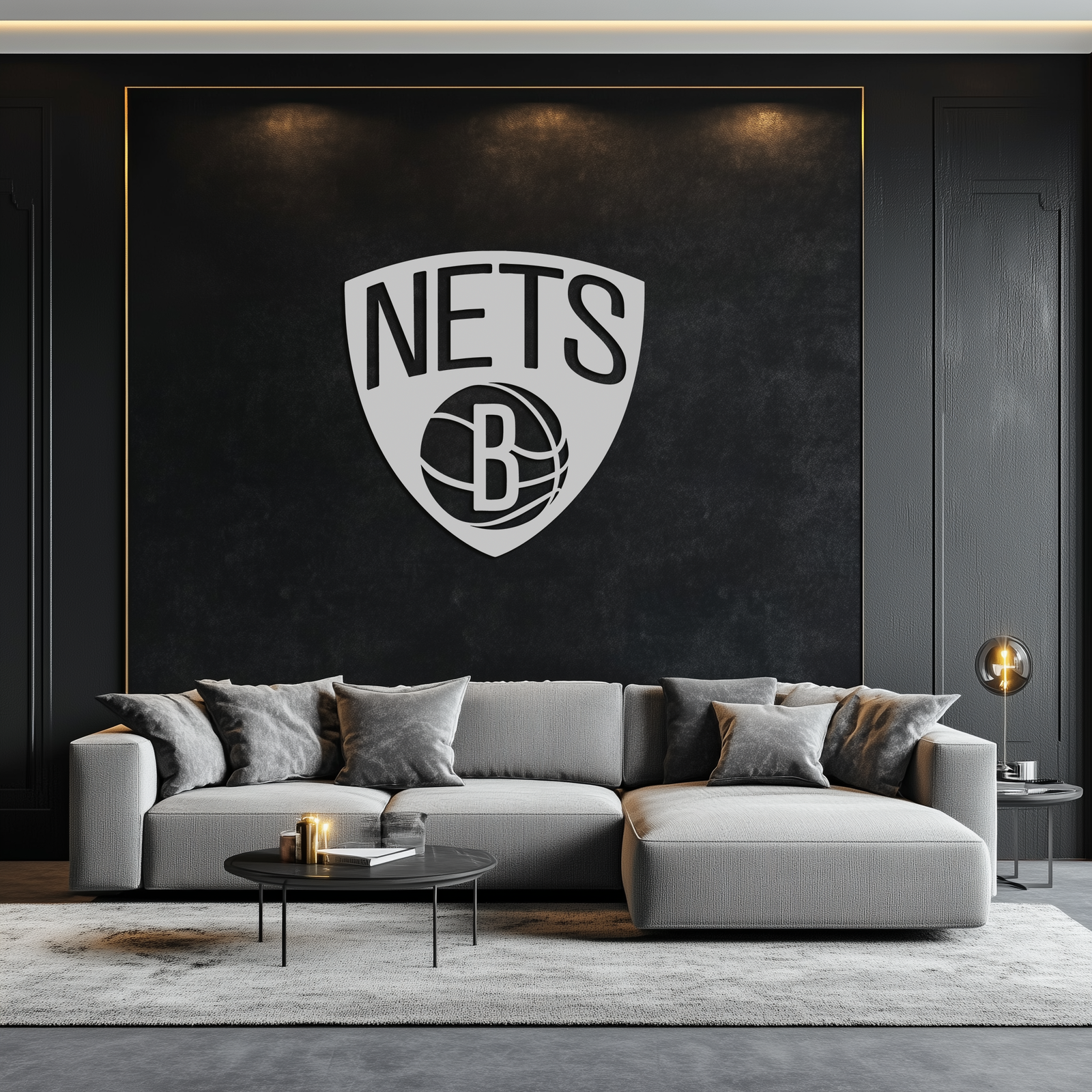 Brooklyn Nets Logo Silhouette Metal Wall Art – Modern Sports-Inspired Decor - KAF669