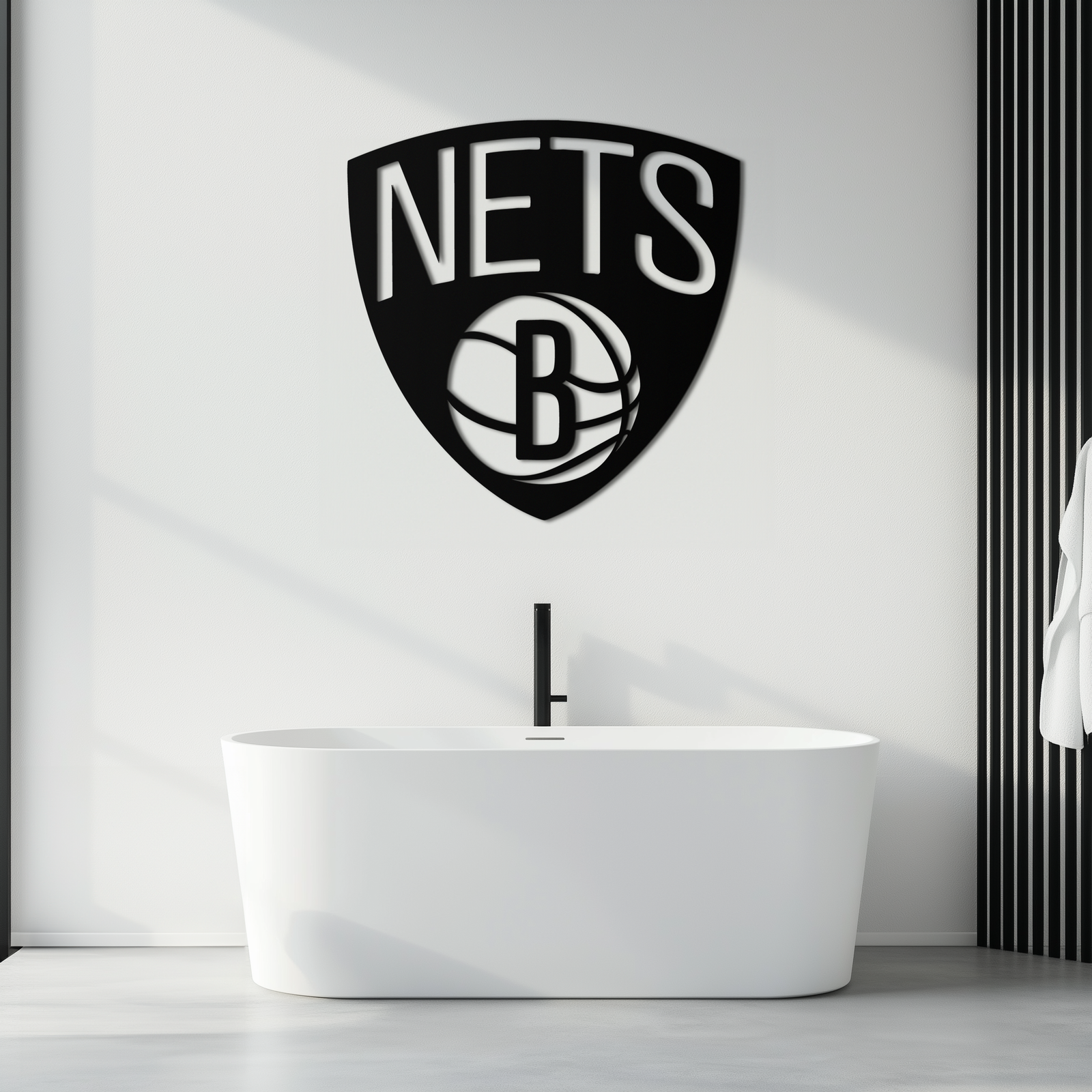 Brooklyn Nets Logo Silhouette Metal Wall Art – Modern Sports-Inspired Decor - KAF669