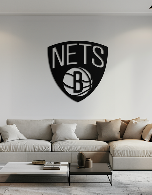 Load image into Gallery viewer, Brooklyn Nets Logo Silhouette Metal Wall Art – Modern Sports-Inspired Decor - KAF669
