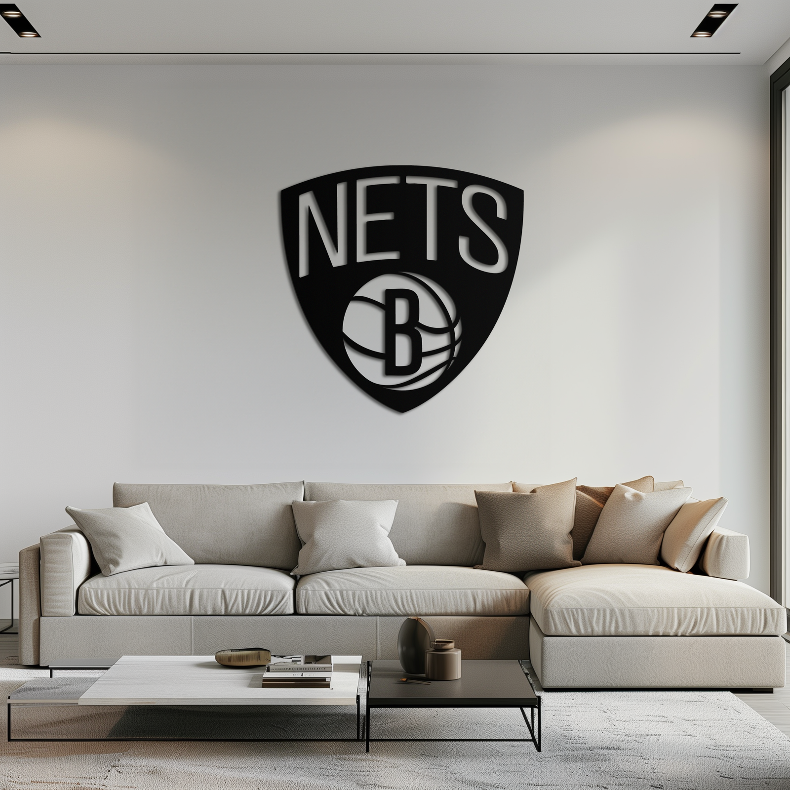 Brooklyn Nets Logo Silhouette Metal Wall Art – Modern Sports-Inspired Decor - KAF669