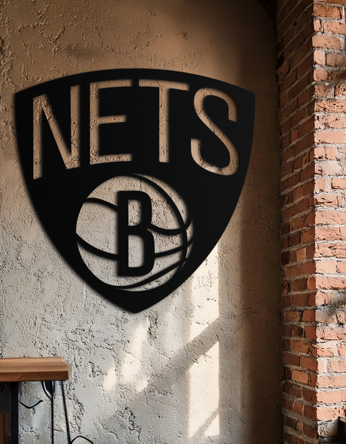 Load image into Gallery viewer, Brooklyn Nets Logo Silhouette Metal Wall Art – Modern Sports-Inspired Decor - KAF669
