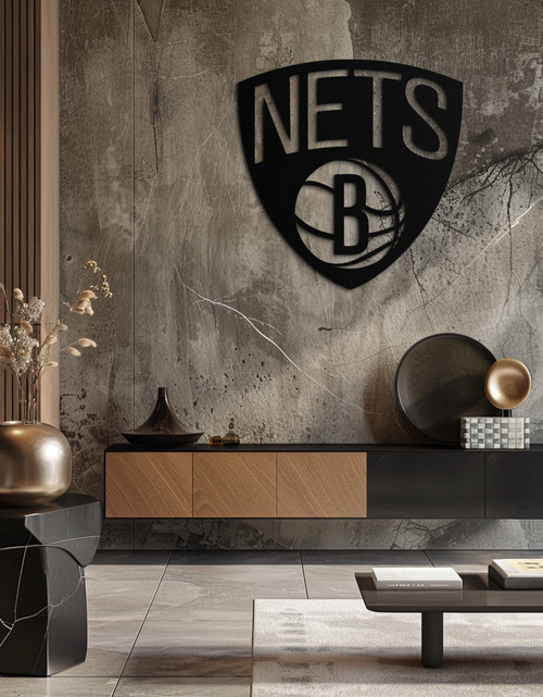 Load image into Gallery viewer, Brooklyn Nets Logo Silhouette Metal Wall Art – Modern Sports-Inspired Decor - KAF669
