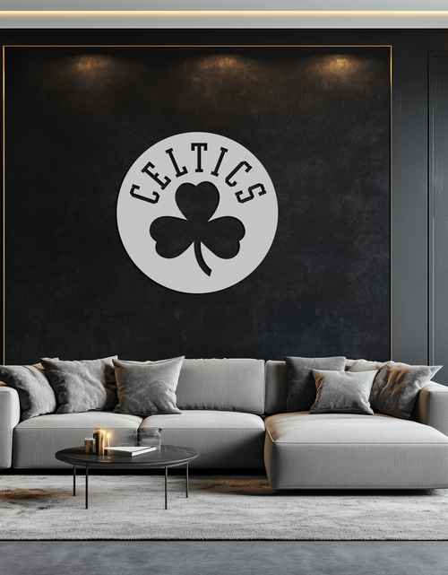 Load image into Gallery viewer, Celtics Shamrock Emblem Metal Wall Art – Bold Round Sports Decor for Fans- KAF671
