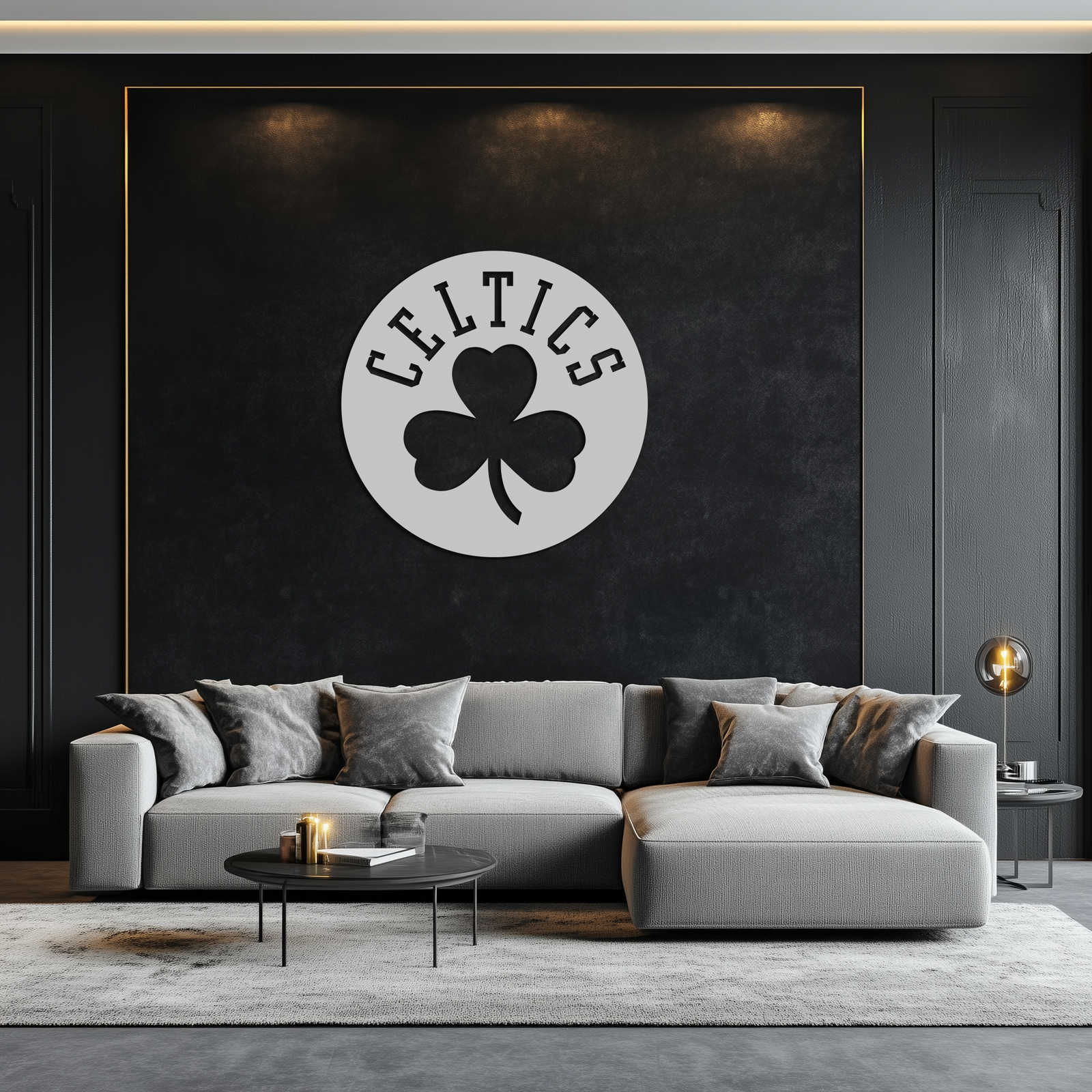 Celtics Shamrock Emblem Metal Wall Art – Bold Round Sports Decor for Fans- KAF671