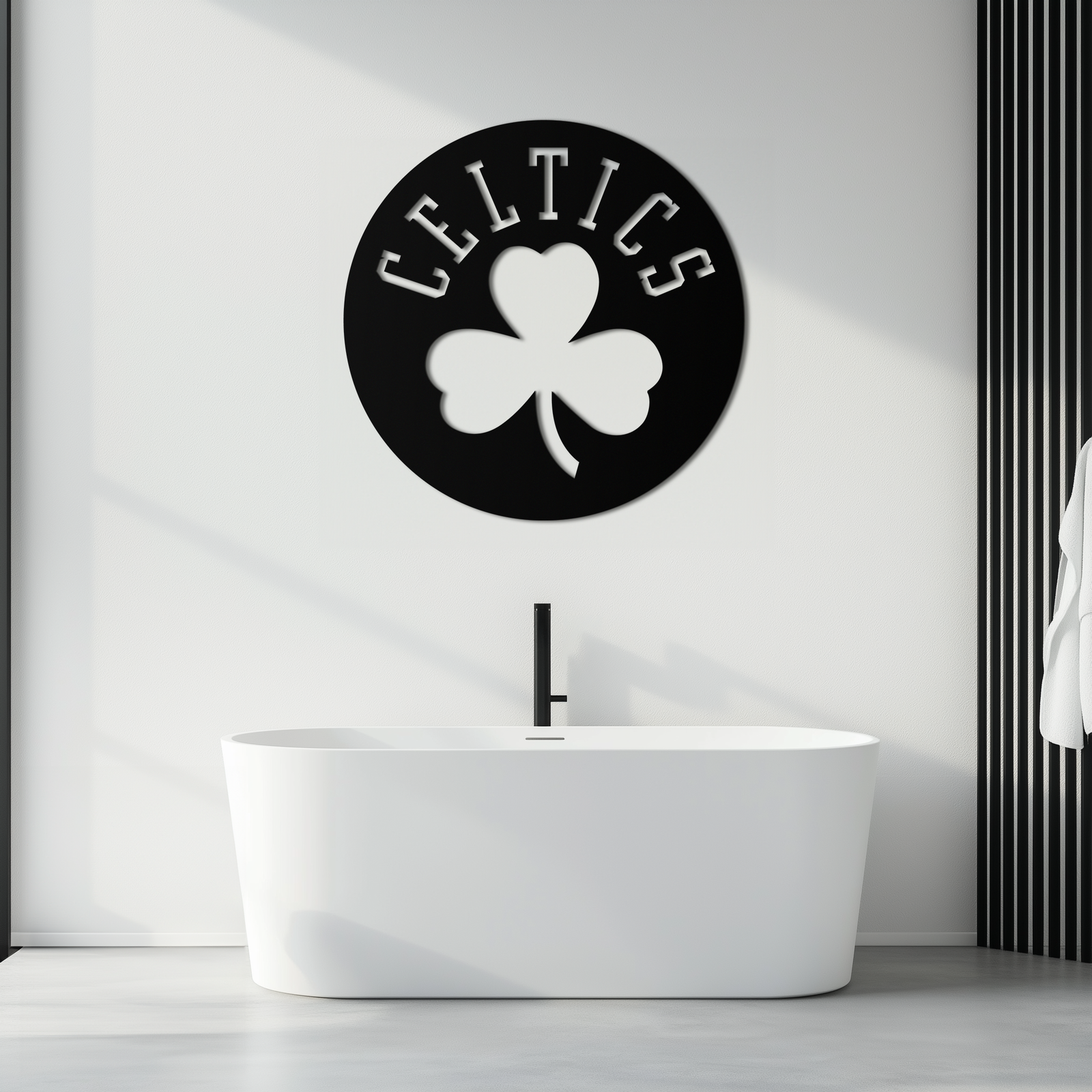 Celtics Shamrock Emblem Metal Wall Art – Bold Round Sports Decor for Fans- KAF671