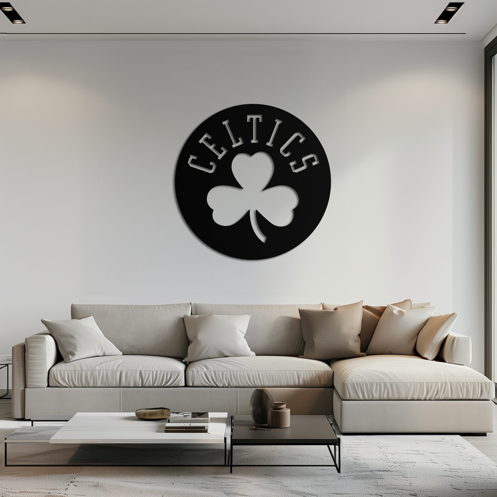 Celtics Shamrock Emblem Metal Wall Art – Bold Round Sports Decor for Fans- KAF671