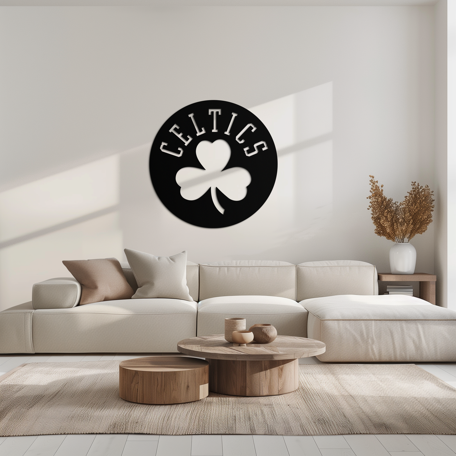 Celtics Shamrock Emblem Metal Wall Art – Bold Round Sports Decor for Fans- KAF671
