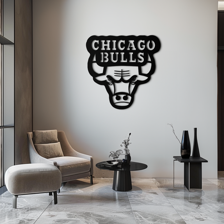 Chicago Bulls Logo Metal Wall Art – Iconic NBA Team Emblem for Sports Fans- KAF672
