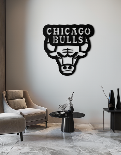Resmi Galeri görüntüleyicisine yükleyin, Chicago Bulls Logo Metal Duvar Sanatı – Spor Hayranları için Simgesel NBA Takım Amblemi- KAF672

