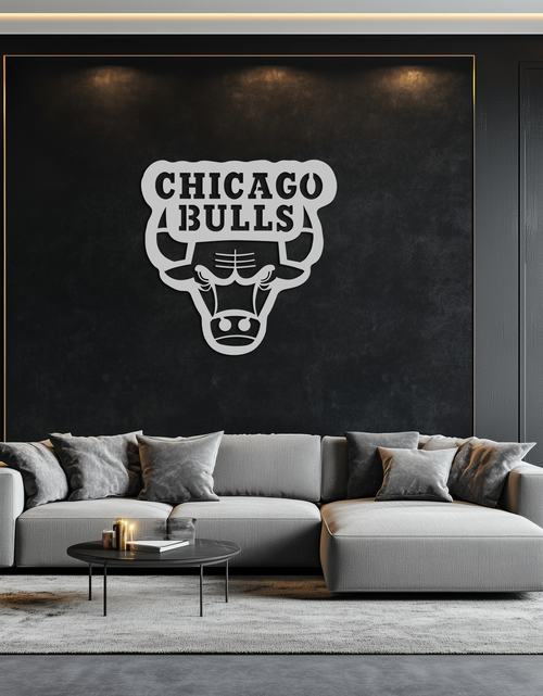 Resmi Galeri görüntüleyicisine yükleyin, Chicago Bulls Logo Metal Duvar Sanatı – Spor Hayranları için Simgesel NBA Takım Amblemi- KAF672
