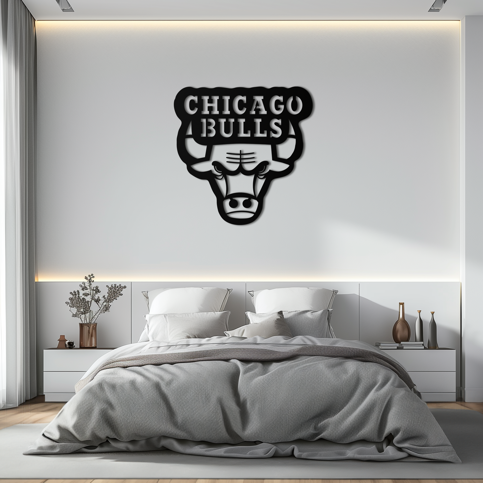 Chicago Bulls Logo Metal Duvar Sanatı – Spor Hayranları için Simgesel NBA Takım Amblemi- KAF672