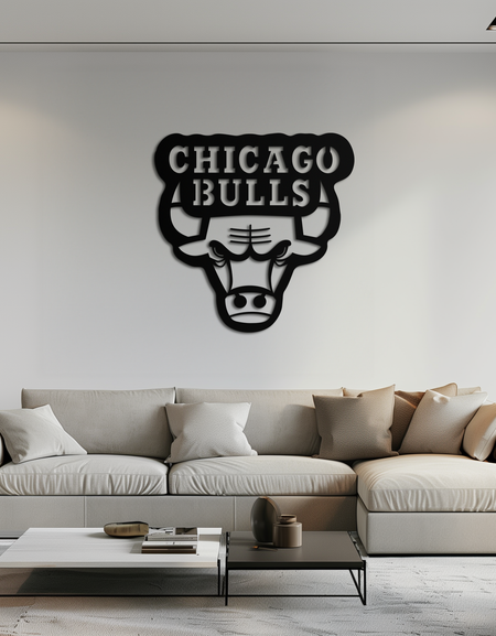 Chicago Bulls Logo Metal Wall Art – Iconic NBA Team Emblem for Sports Fans- KAF672