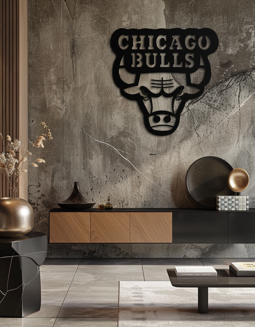 Resmi Galeri görüntüleyicisine yükleyin, Chicago Bulls Logo Metal Duvar Sanatı – Spor Hayranları için Simgesel NBA Takım Amblemi- KAF672
