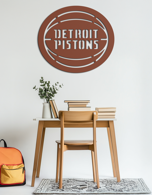 Load image into Gallery viewer, Detroit Pistons Metal Wall Art – Bold Basketball Logo Design for Sports Enthusiasts- KAF673
