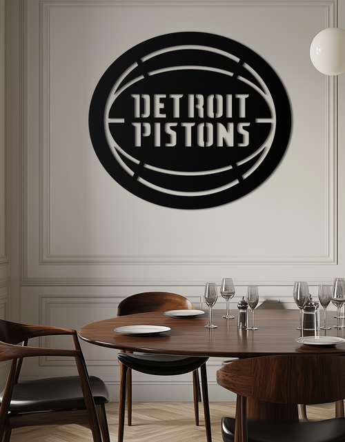 Resmi Galeri görüntüleyicisine yükleyin, Detroit Pistons Metal Duvar Sanatı – Spor Tutkunları İçin Cesur Basketbol Logosu Tasarımı- KAF673

