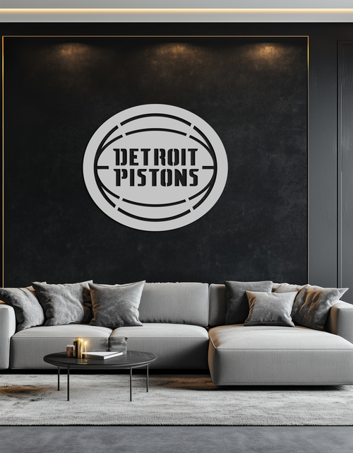 Resmi Galeri görüntüleyicisine yükleyin, Detroit Pistons Metal Duvar Sanatı – Spor Tutkunları İçin Cesur Basketbol Logosu Tasarımı- KAF673
