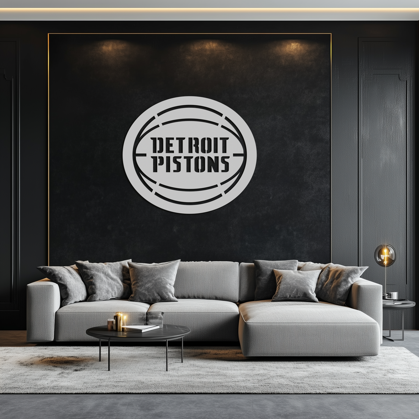 Detroit Pistons Metal Duvar Sanatı – Spor Tutkunları İçin Cesur Basketbol Logosu Tasarımı- KAF673