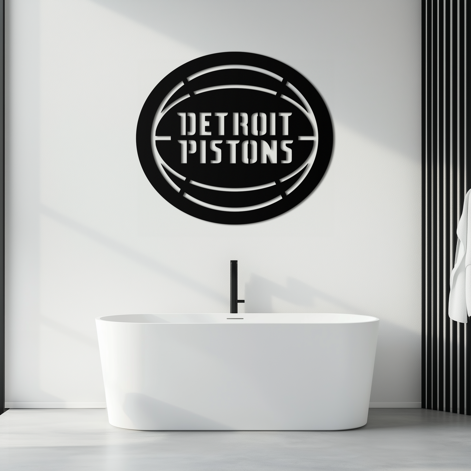 Detroit Pistons Metal Duvar Sanatı – Spor Tutkunları İçin Cesur Basketbol Logosu Tasarımı- KAF673