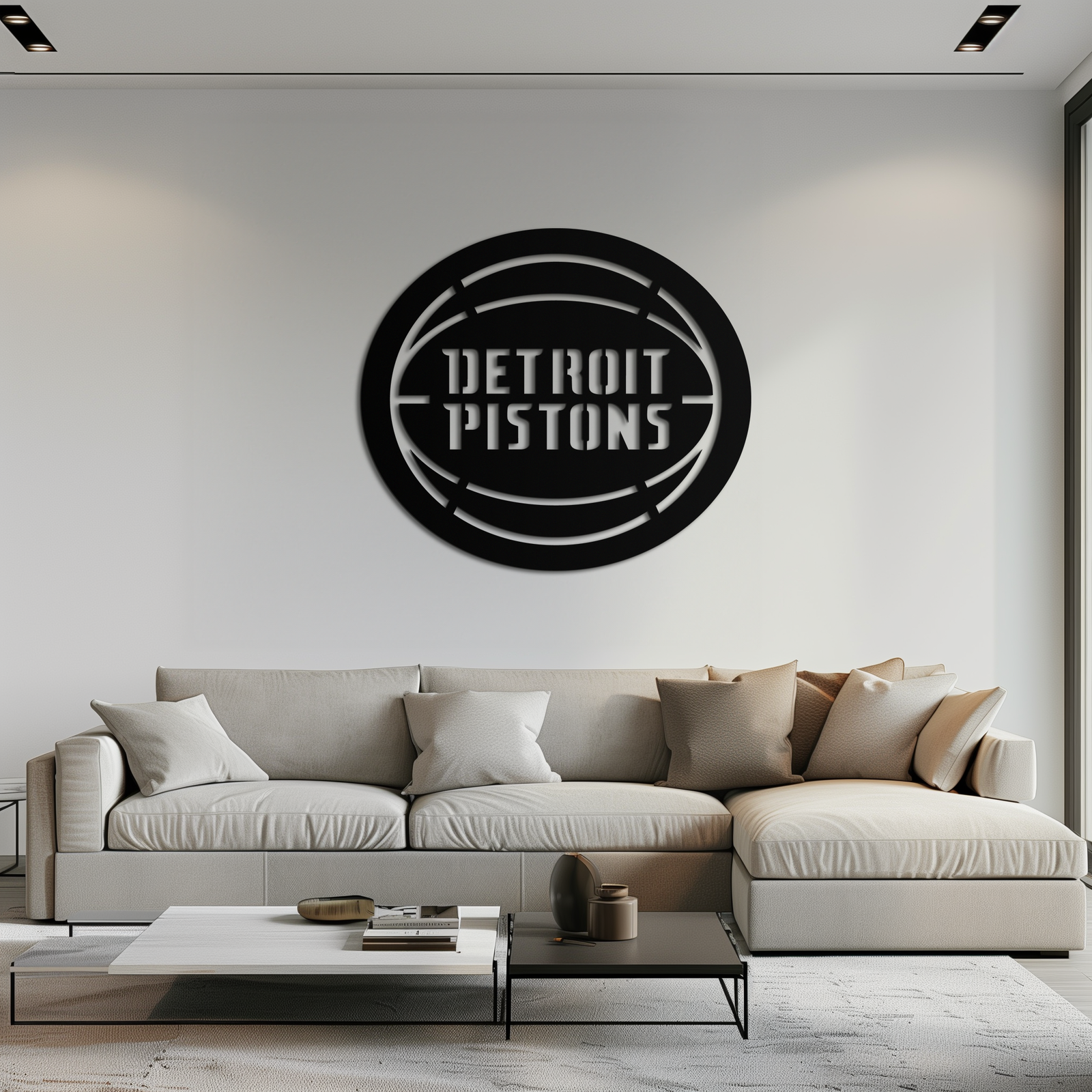 Detroit Pistons Metal Duvar Sanatı – Spor Tutkunları İçin Cesur Basketbol Logosu Tasarımı- KAF673