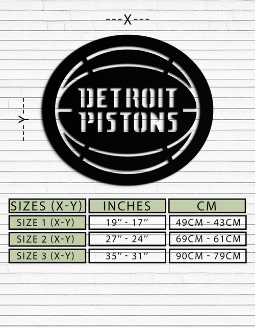Resmi Galeri görüntüleyicisine yükleyin, Detroit Pistons Metal Duvar Sanatı – Spor Tutkunları İçin Cesur Basketbol Logosu Tasarımı- KAF673
