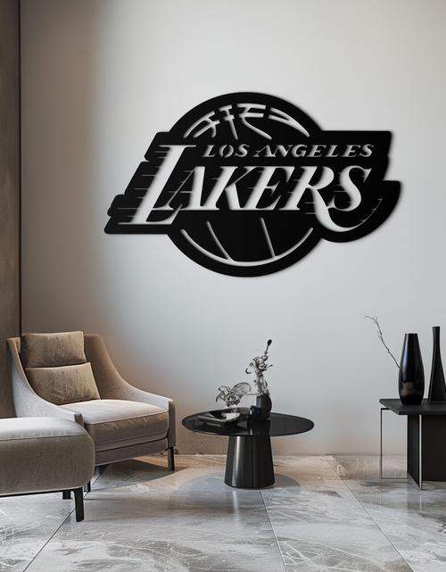 Resmi Galeri görüntüleyicisine yükleyin, Los Angeles Lakers Logo Metal Duvar Sanatı – İkonik Basketbol Takımı Silüeti Dekoru- KAF674
