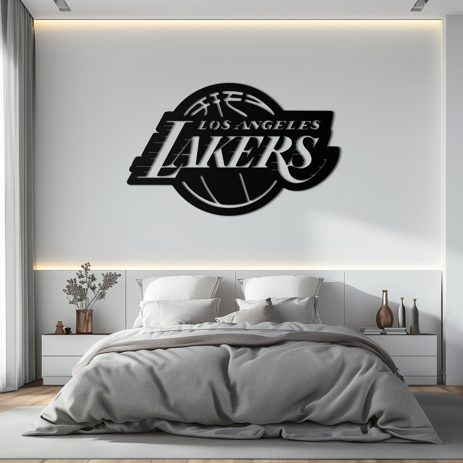 Los Angeles Lakers Logo Metal Duvar Sanatı – İkonik Basketbol Takımı Silüeti Dekoru- KAF674