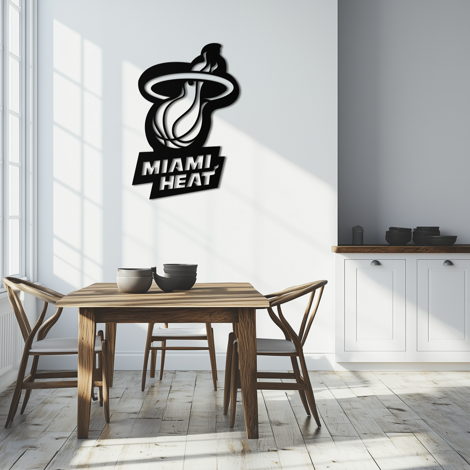 Miami Heat Basketbol Logosu Metal Duvar Sanatı – Spor Esintili Modern Ev Dekoru- KAF675