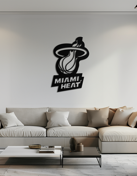 Miami Heat Basketball Logo Metal Wall Art – Sports-Inspired Modern Home Decor- KAF675
