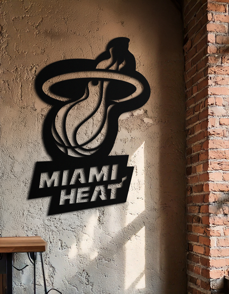 Miami Heat Basketball Logo Metal Wall Art – Sports-Inspired Modern Home Decor- KAF675