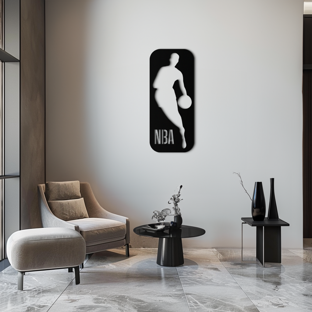 NBA Basketbol Oyuncusu Silüeti Metal Duvar Sanatı – Oyun Odaları İçin Simgesel Spor Dekoru- KAF676