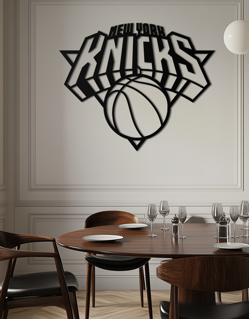Resmi Galeri görüntüleyicisine yükleyin, New York Knicks Basketbol Logosu Metal Duvar Sanatı – Cesur Spor Esintili Ev Dekoru- KAF677
