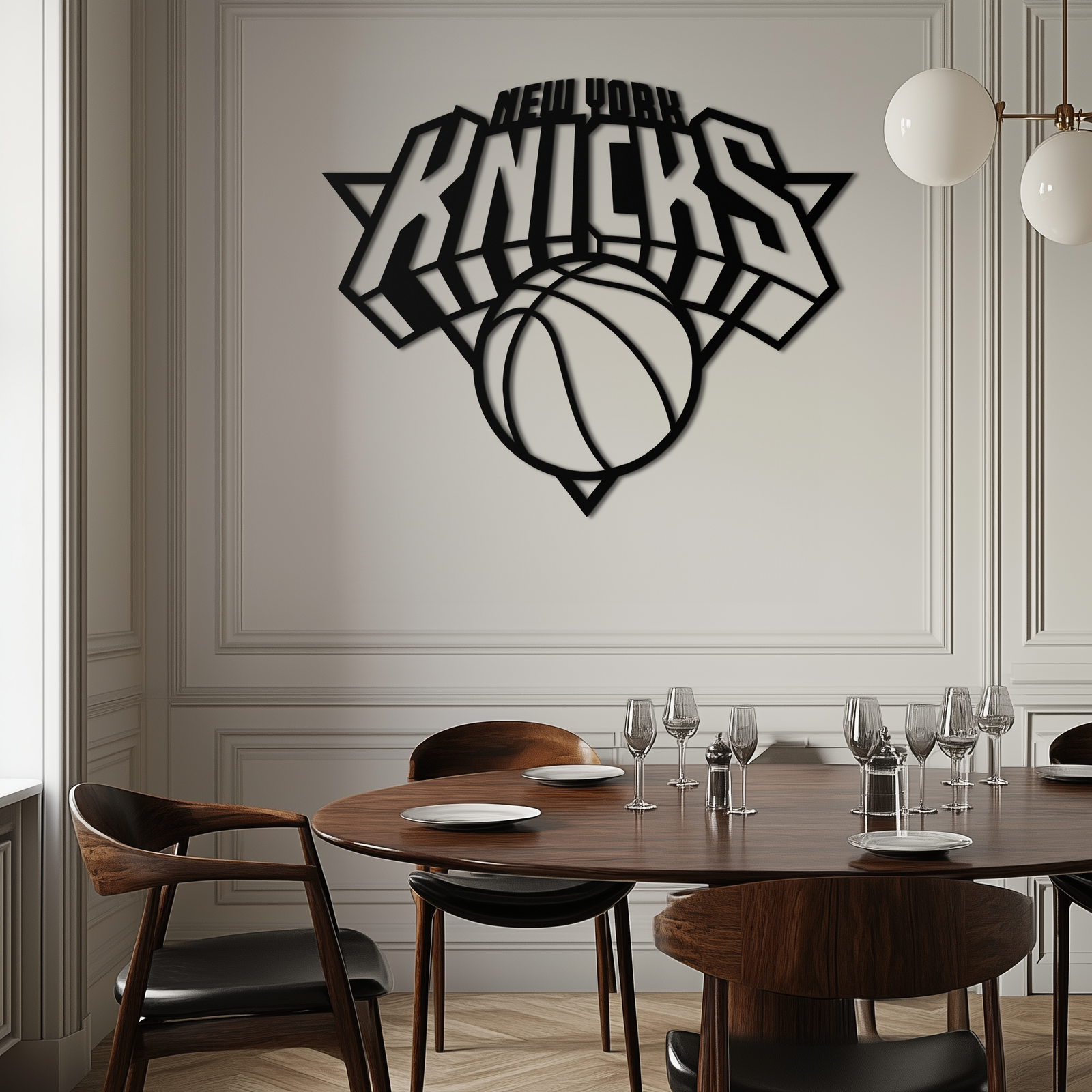 New York Knicks Basketbol Logosu Metal Duvar Sanatı – Cesur Spor Esintili Ev Dekoru- KAF677