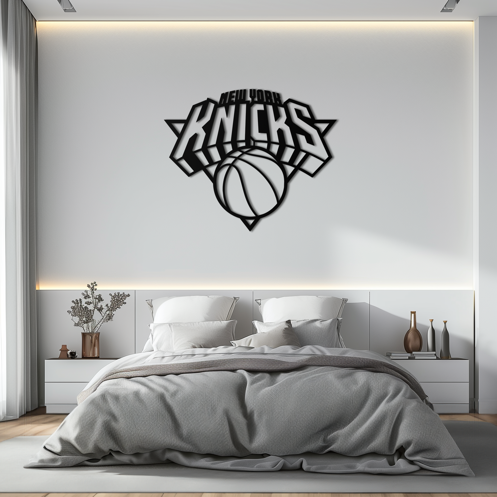 New York Knicks Basketbol Logosu Metal Duvar Sanatı – Cesur Spor Esintili Ev Dekoru- KAF677