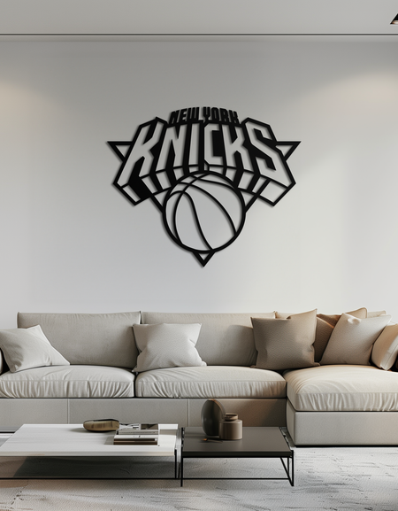 New York Knicks Basketbol Logosu Metal Duvar Sanatı – Cesur Spor Esintili Ev Dekoru- KAF677