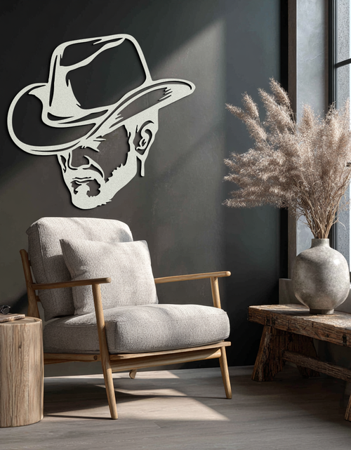 Load image into Gallery viewer, Cowboy Face Silhouette Metal Wall Art – Western Country Style Wall Decor for Home or Office- KAF679
