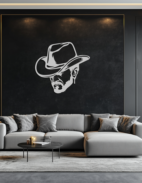 Load image into Gallery viewer, Cowboy Face Silhouette Metal Wall Art – Western Country Style Wall Decor for Home or Office- KAF679
