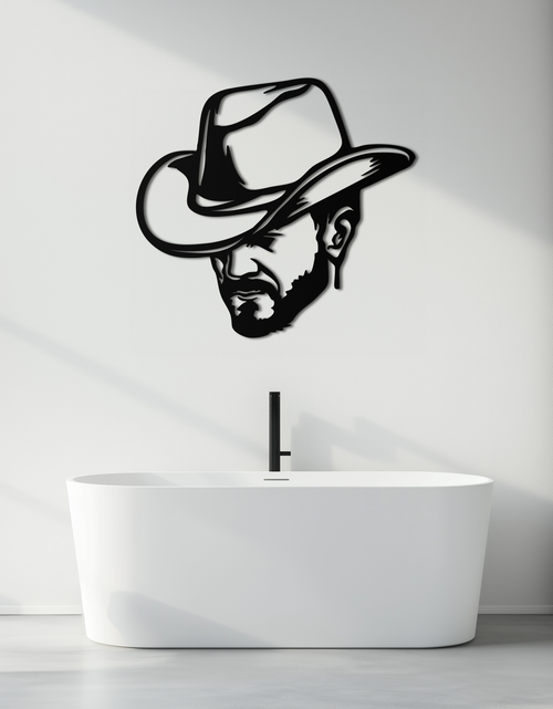 Load image into Gallery viewer, Cowboy Face Silhouette Metal Wall Art – Western Country Style Wall Decor for Home or Office- KAF679

