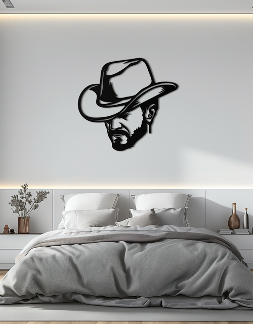 Load image into Gallery viewer, Cowboy Face Silhouette Metal Wall Art – Western Country Style Wall Decor for Home or Office- KAF679
