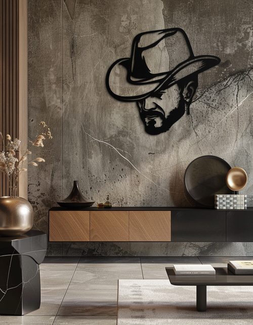 Load image into Gallery viewer, Cowboy Face Silhouette Metal Wall Art – Western Country Style Wall Decor for Home or Office- KAF679
