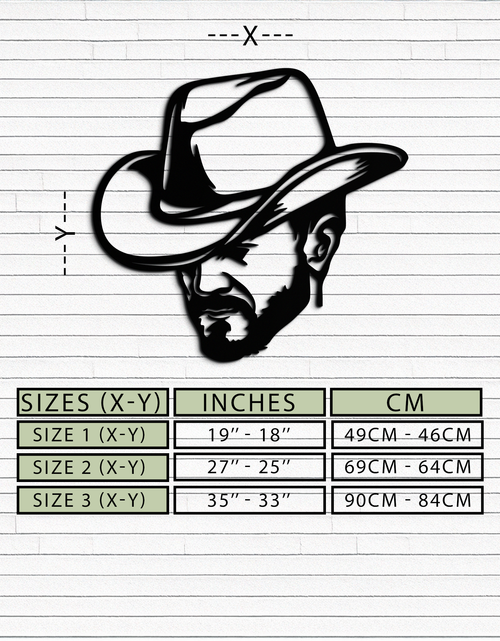 Load image into Gallery viewer, Cowboy Face Silhouette Metal Wall Art – Western Country Style Wall Decor for Home or Office- KAF679
