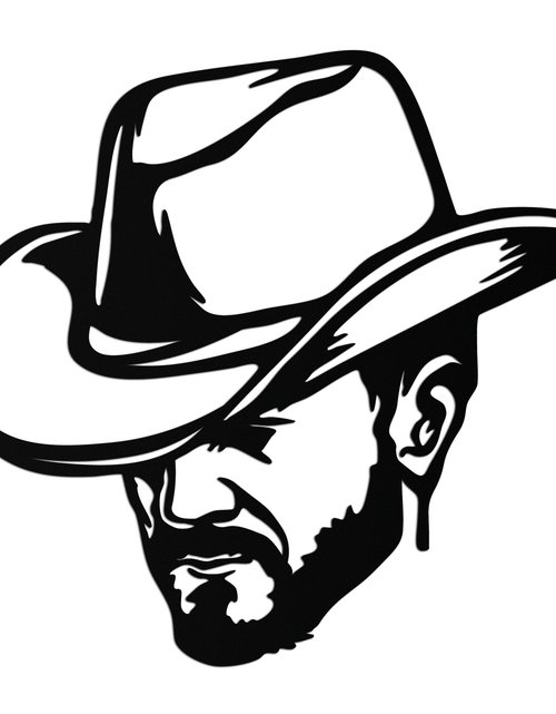 Load image into Gallery viewer, Cowboy Face Silhouette Metal Wall Art – Western Country Style Wall Decor for Home or Office- KAF679
