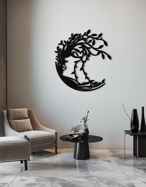 Load image into Gallery viewer, Tree Woman Silhouette Metal Wall Art – Nature-Inspired Feminine Design for Home Decor- KAF680
