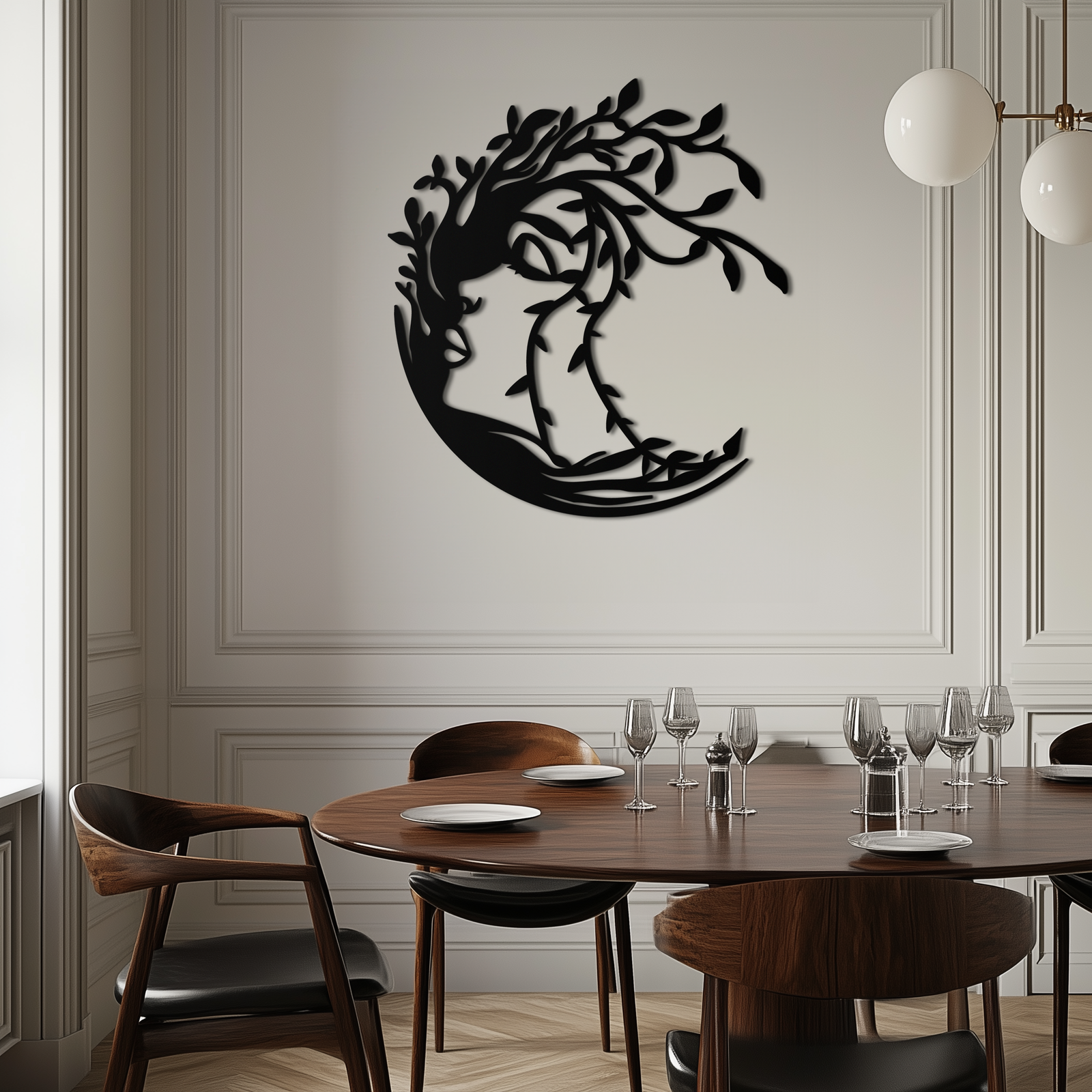 Tree Woman Silhouette Metal Wall Art – Nature-Inspired Feminine Design for Home Decor- KAF680