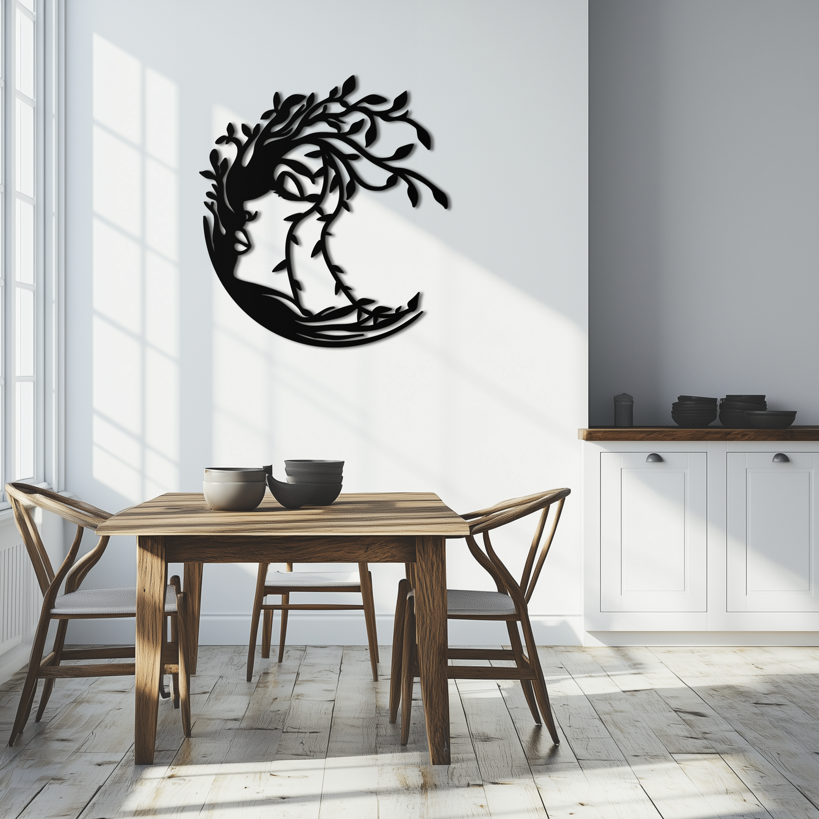 Tree Woman Silhouette Metal Wall Art – Nature-Inspired Feminine Design for Home Decor- KAF680